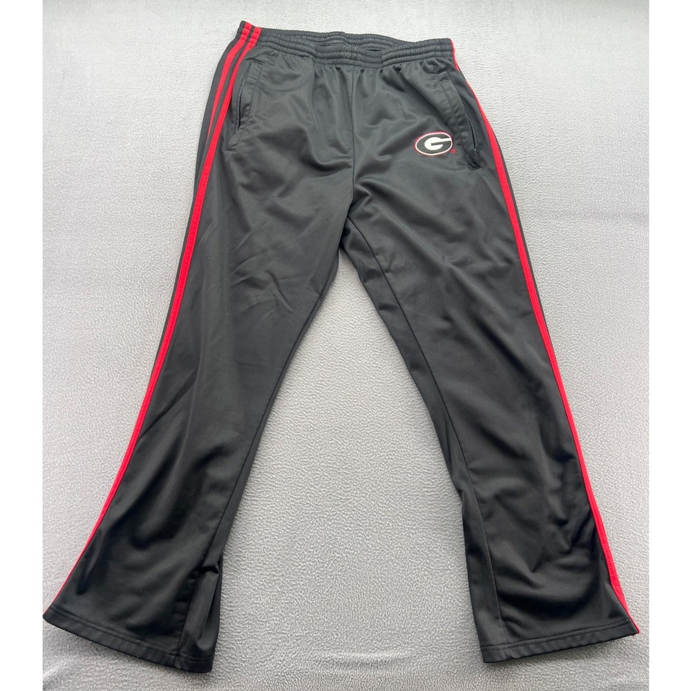 Colosseum Pants Georgia Bulldogs Mens Track Black Red Side Stripe Zipper Leg  L